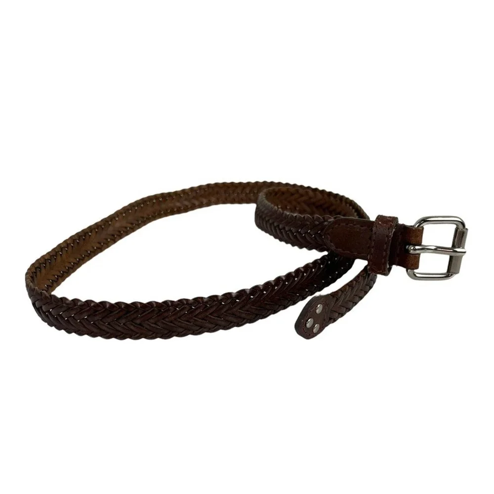 Womens Braided Brown Leather Western Style Belt
